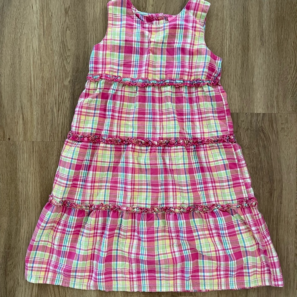J. Khaki girls preppy Madras plaid dress